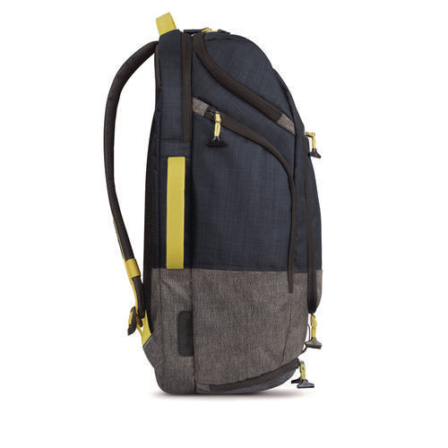 Image of Solo Everyday Max Recycled Backpack, Fits Device Up to 17.3", 13 x 8 x 21, Navy Blue/Gray