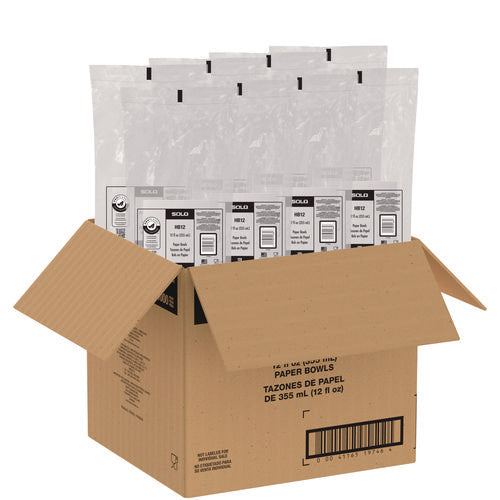 Image of SOLO® Compostable Paper Dinnerware, ProPlanet Seal, Bowl, 12 oz, White, 1,000/Carton