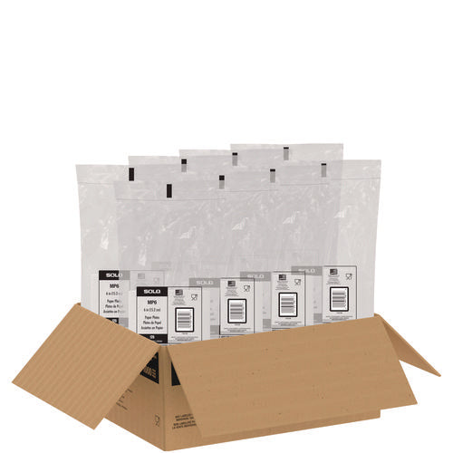Image of SOLO® Compostable Paper Dinnerware, ProPlanet Seal, Plate, 6" dia, White, 1,000/Carton