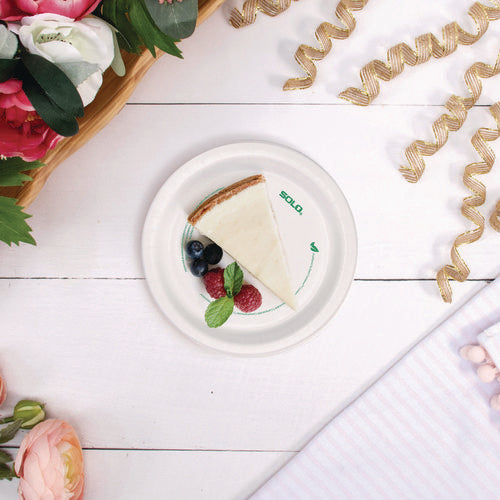 Image of SOLO® Compostable Paper Dinnerware, ProPlanet Seal, Plate, 6" dia, White, 1,000/Carton