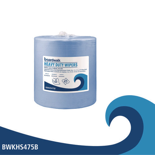 Image of Boardwalk® Hydrospun Wipers, 12 x 12, Blue, 475 Sheets/Roll