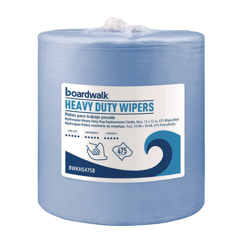 Image of Boardwalk® Hydrospun Wipers, 12 x 12, Blue, 475 Sheets/Roll