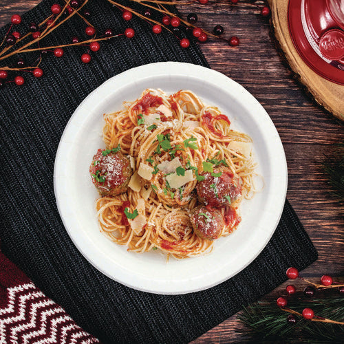 Image of SOLO® Compostable Paper Dinnerware, ProPlanet Seal, Plates, 8.5" dia, White, 500/Carton