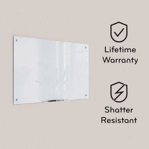 Image of U Brands Black Glass Dry Erase Board, 36" x 24" (Actual Size: 35" x 23"), Black Surface