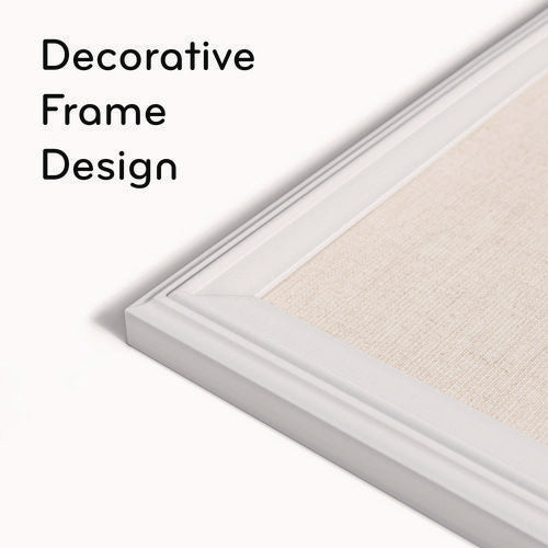 Image of U Brands Linen Bulletin Board with Decor Frame, 30" x 20", Tan Surface, White Wood Frame
