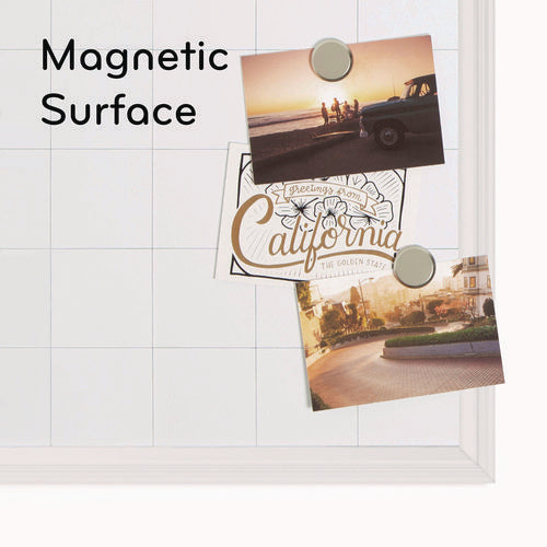 Image of U Brands Magnetic Dry Erase Calendar with Decor Frame, Monthly Planning/Scheduling, 30" x 20", White Surface, White Wood Frame