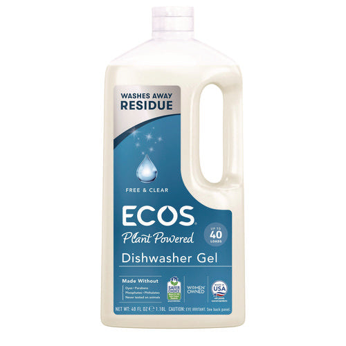 Image of ECOS® Automatic Dishwasher Gel, Free and Clear, 40 oz Bottle, 8/Carton