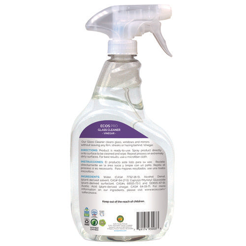 Image of ECOS® PRO Glass Cleaner, Vinegar Scent, 32 oz Spray Bottle, 6/Carton