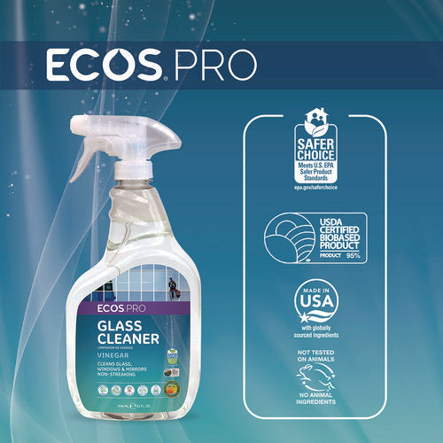 Image of ECOS® PRO Glass Cleaner, Vinegar Scent, 32 oz Spray Bottle, 6/Carton