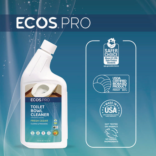 Image of ECOS® PRO Toilet Bowl Cleaner, Fresh Cedar Scent, 24 oz Squeeze Bottle, 6/Carton