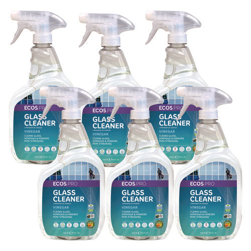 Image of ECOS® PRO Glass Cleaner, Vinegar Scent, 32 oz Spray Bottle, 6/Carton