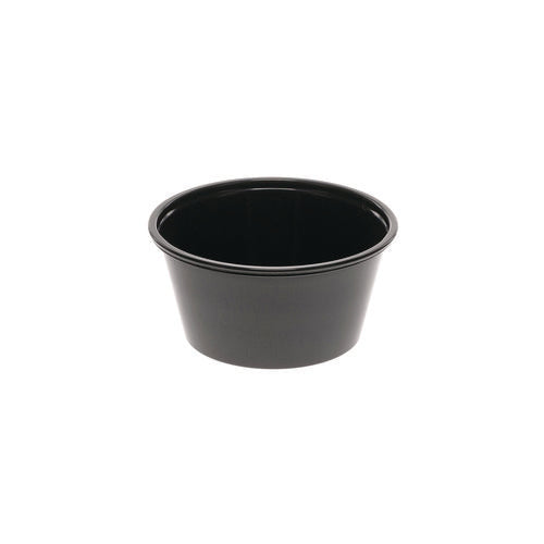 Image of Pactiv Evergreen Plastic Portion Cup, 3.25 oz, Black, 3,000/Carton