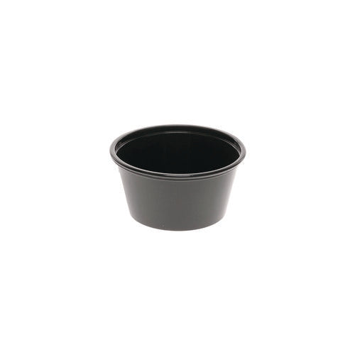 Image of Pactiv Evergreen Plastic Portion Cup, 2 oz., Black, 2,400/Carton