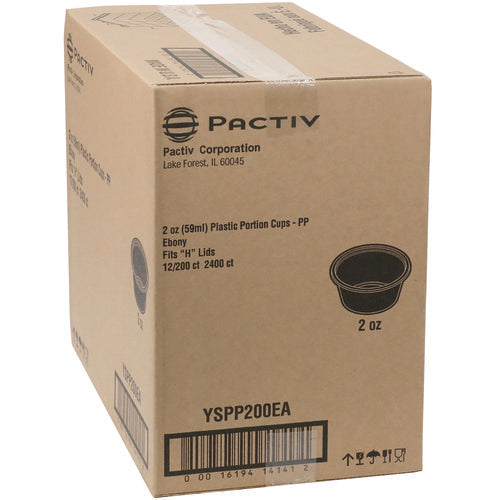 Image of Pactiv Evergreen Plastic Portion Cup, 2 oz., Black, 2,400/Carton