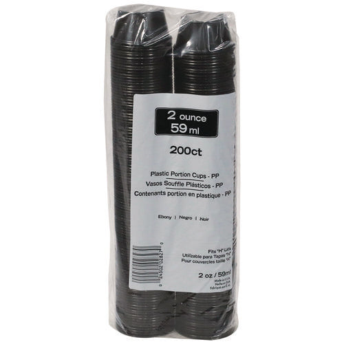 Image of Pactiv Evergreen Plastic Portion Cup, 2 oz., Black, 2,400/Carton