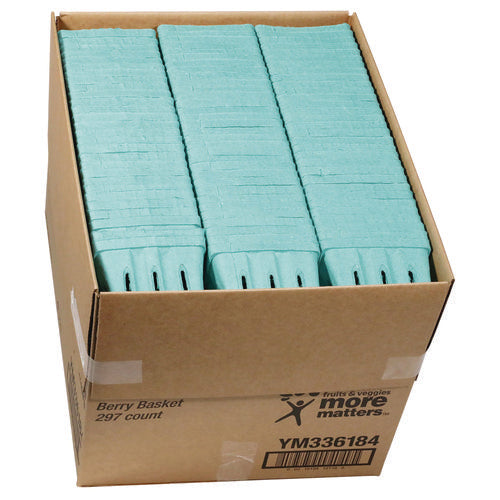 Image of Pactiv Evergreen Berigard Molded Fiber Berry Basket, Quart, 5.5 x 5.5 x 3.25, Green, 297/Carton
