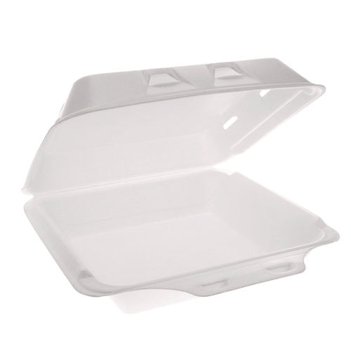 Image of Pactiv Evergreen SmartLock Vented Foam Hinged Lid Container, 9 x 9.5 x 3.3, White, 150/Carton