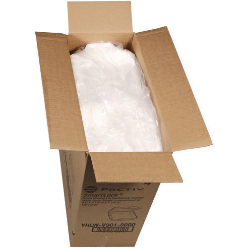 Image of Pactiv Evergreen SmartLock Vented Foam Hinged Lid Container, 9 x 9.5 x 3.3, White, 150/Carton