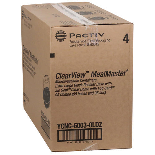Image of Pactiv Evergreen ClearView MealMaster Chicken Roaster, 10.75 x 8.5 x 4.25, Black/Clear, Plastic, 95/Carton