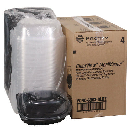 Image of Pactiv Evergreen ClearView MealMaster Chicken Roaster, 10.75 x 8.5 x 4.25, Black/Clear, Plastic, 95/Carton