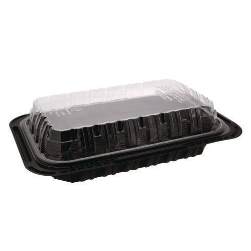 Image of Pactiv Evergreen ClearView MealMaster Chicken Barn, 13.3 x 8.4 x 4, Black/Clear, Plastic, 105/Carton