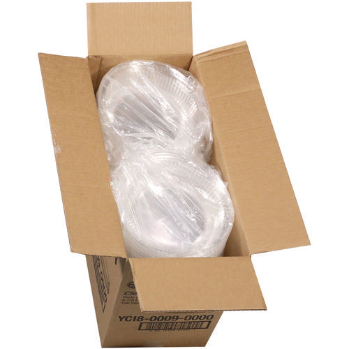 Image of Pactiv Evergreen ClearView Dome-Style Lid with Tabs, 8.75" Diameter x 0.8" h, Clear, Plastic, 126/Carton