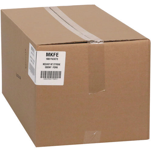 Image of Pactiv Evergreen Meadoware Cutlery, Individually Wrapped, Medium Heavyweight Fork, Plastic, Black, 1,000/Carton