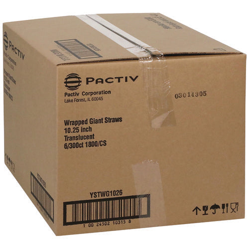 Image of Pactiv Evergreen Giant Paper-Wrapped Straw, 10.25", Translucent, 1,800/Carton