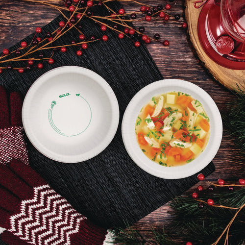 Image of SOLO® Compostable Paper Dinnerware, ProPlanet Seal, Bowl, 12 oz, White, 125/Pack