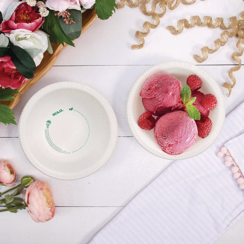 Image of SOLO® Compostable Paper Dinnerware, ProPlanet Seal, Bowl, 12 oz, White, 125/Pack