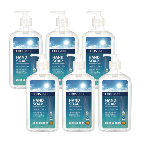 Image of ECOS® PRO Liquid Hand Soap, Free and Clear, 17 oz, 6/Carton