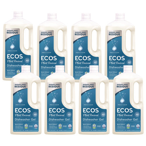 Image of ECOS® Automatic Dishwasher Gel, Free and Clear, 40 oz Bottle, 8/Carton