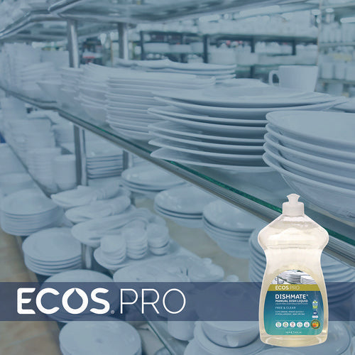 Image of ECOS® PRO Dishmate Manual Dish Liquid, Free and Clear, 25 oz Squeeze Bottle, 6/Carton