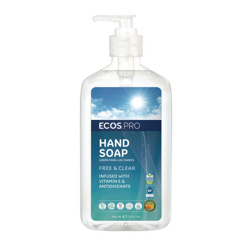 Image of ECOS® PRO Liquid Hand Soap, Free and Clear, 17 oz, 6/Carton