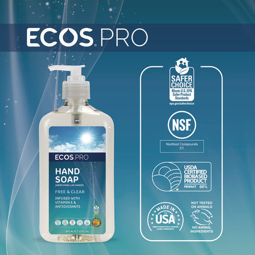 Image of ECOS® PRO Liquid Hand Soap, Free and Clear, 17 oz, 6/Carton