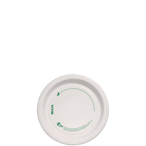 Image of SOLO® Compostable Paper Dinnerware, ProPlanet Seal, Plate, 6" dia, White, 500/Carton