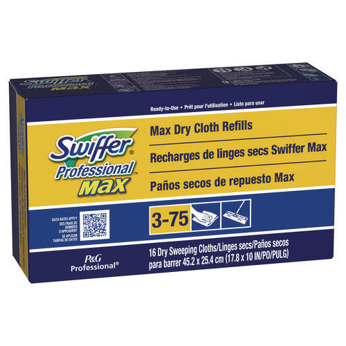 Image of Swiffer® Max/XL Dry Refill Cloths, 17.88 x 10, White, 16/Box, 6 Boxes/Carton