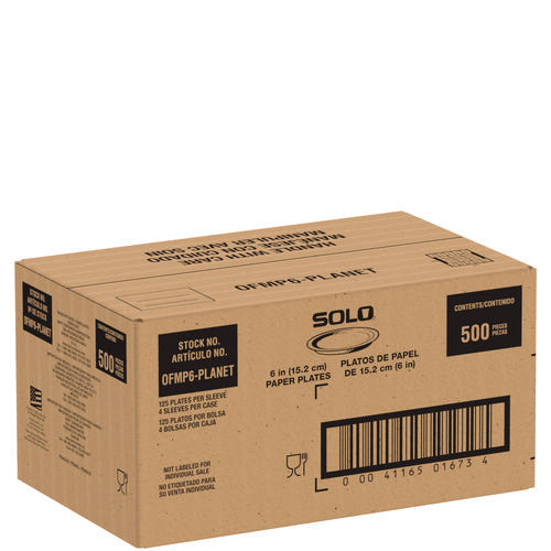 Image of SOLO® Compostable Paper Dinnerware, ProPlanet Seal, Plate, 6" dia, White, 500/Carton