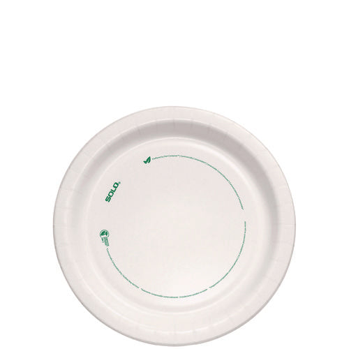 Image of SOLO® Compostable Paper Dinnerware, ProPlanet Seal, Plate, 9" dia, White, 250/Carton