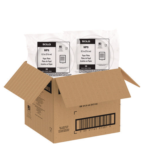 Image of SOLO® Compostable Paper Dinnerware, ProPlanet Seal, Plate, 9" dia, White, 250/Carton