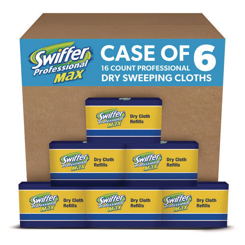 Image of Swiffer® Max/XL Dry Refill Cloths, 17.88 x 10, White, 16/Box, 6 Boxes/Carton