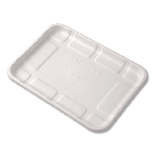 Image of Eco-Products® Meat and Produce Food Trays, 8.5 x 6.2 x 0.5, White, Sugarcane Fiber, 400/Carton