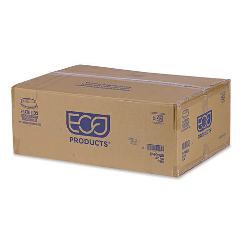 Image of Eco-Products® 100% Recycled Content Round Plate Lids, Plastic, 9" dia x 1.5" h, Clear, 300/Carton
