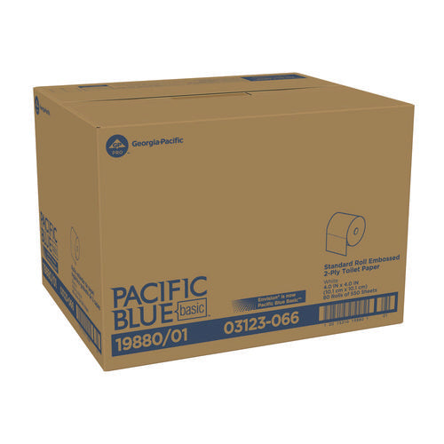 Image of Georgia Pacific® Professional Pacific Blue Basic Bathroom Tissue, Septic Safe, 2-Ply, White, 550 Sheets/roll, 80 Rolls/carton