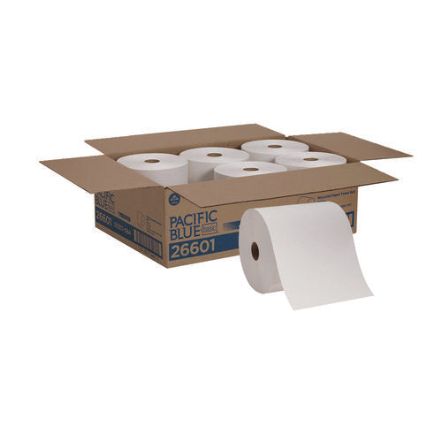 Image of Georgia Pacific® Professional Pacific Blue Basic Nonperforated Paper Towel Rolls, 1-Ply, 7.88" x 800 ft, White, 6 Rolls/Carton