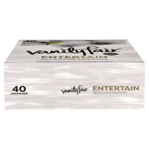 Image of Vanity Fair® Entertain Beverage Napkins, 2-Ply, 9.8 X 9.8, White, 40/pack, 12 Packs/carton