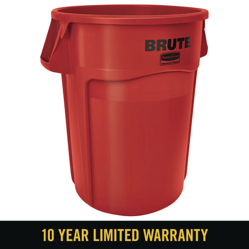 Image of Rubbermaid® Commercial Vented Round Brute Container, 44 gal, Plastic, Red, 4/Carton