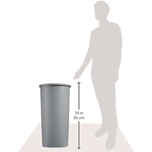 Image of Rubbermaid® Commercial Untouchable Large Plastic Round Waste Receptacle, 22 gal, Plastic, Gray