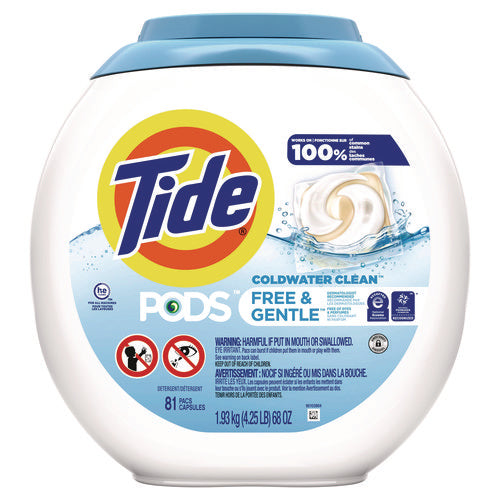 Image of Tide® Pods, HE Compatible, Unscented, 81 Pods/Tub, 4 Tubs Carton