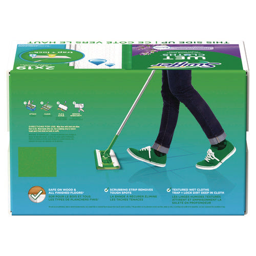 Image of Swiffer® Sweeper TRAP + LOCK Wet Mop Cloth, 8 x 10, White, Lavender Scent, 38/Pack